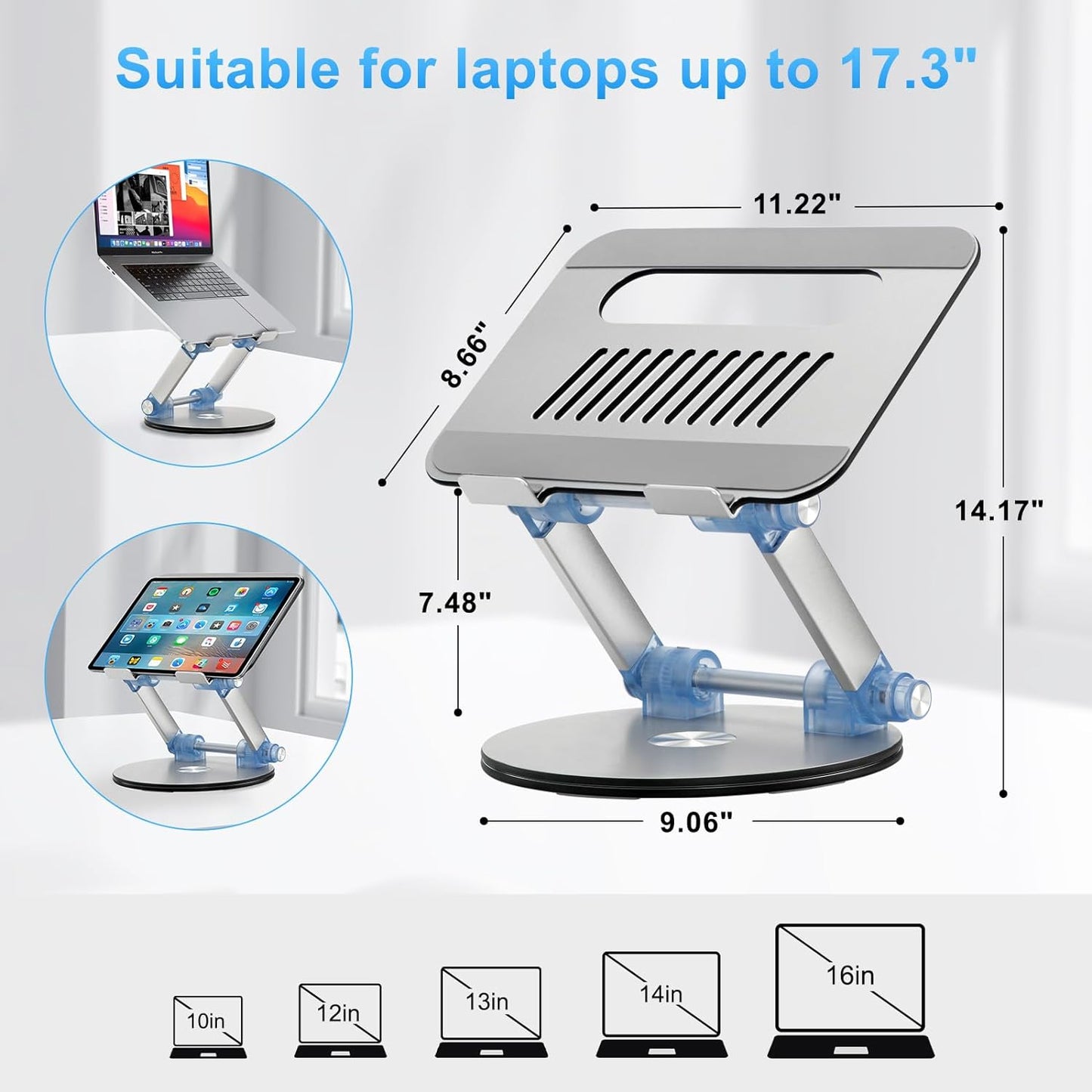Fccabin Adjustable Laptop Stand for Desk, with 360° Rotating Base