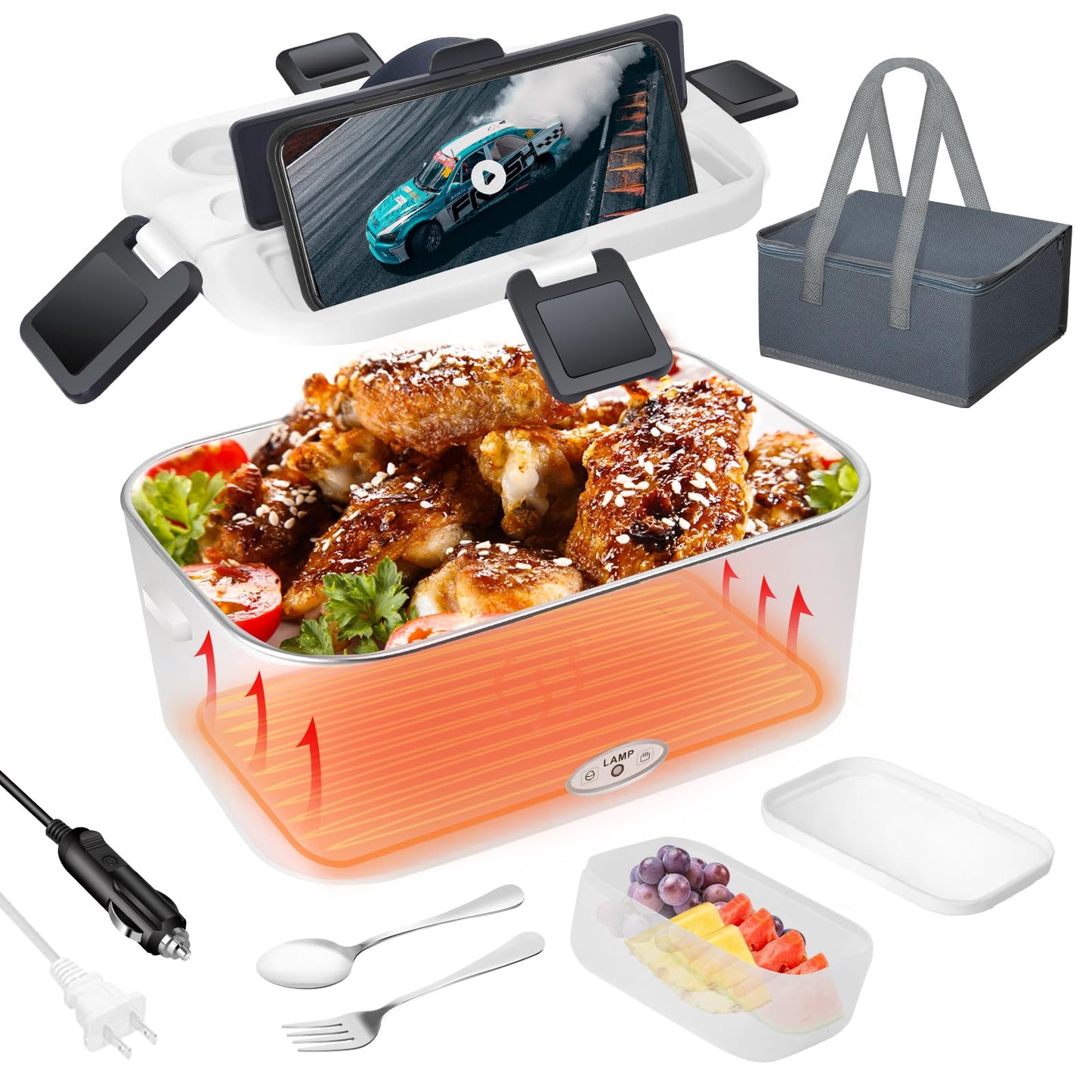 Electric Lunch Box 80W Food Heater 110V/12V~24V