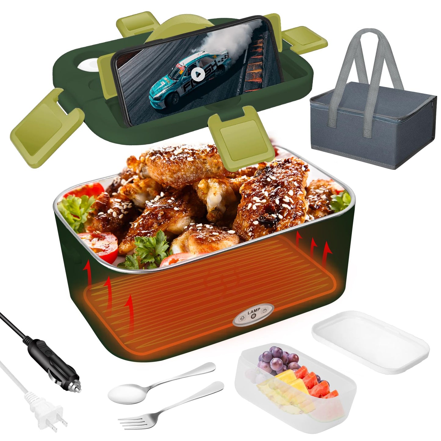 Electric Lunch Box 80W Food Heater 110V/12V~24V