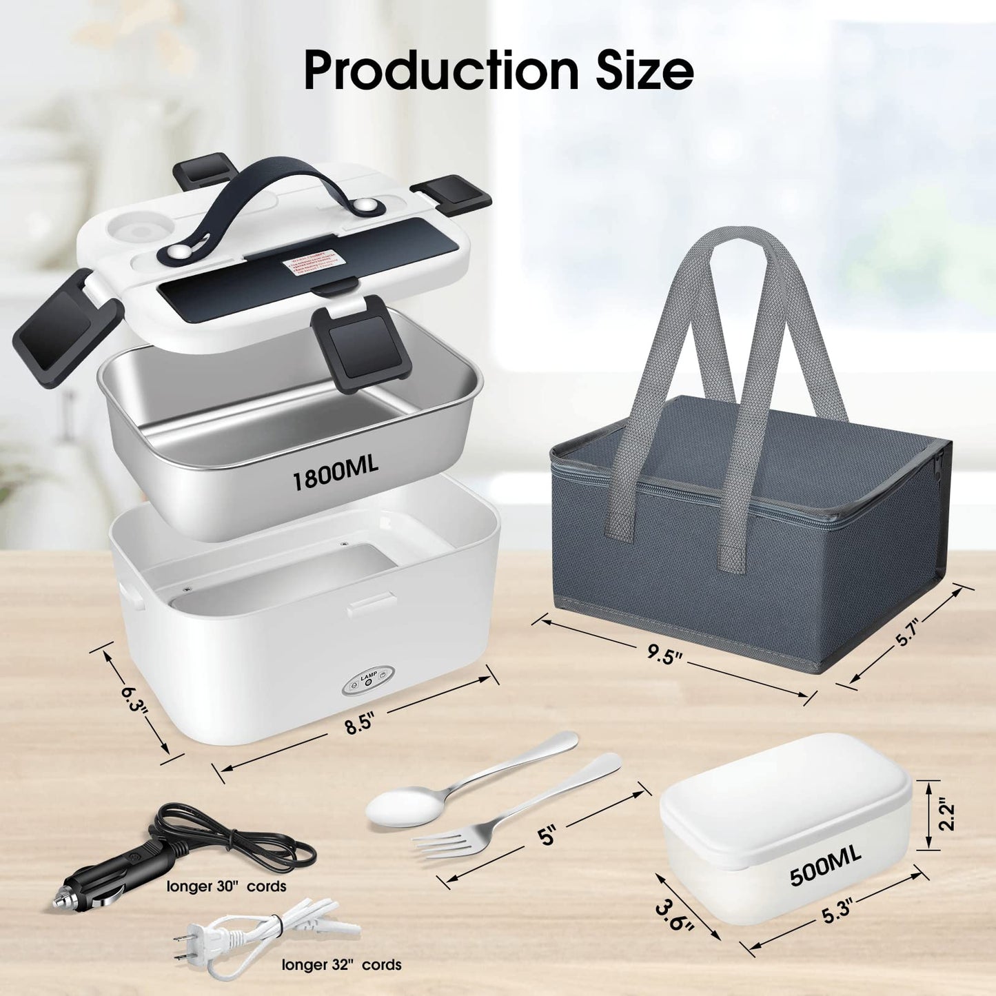 Electric Lunch Box 80W Food Heater 110V/12V~24V