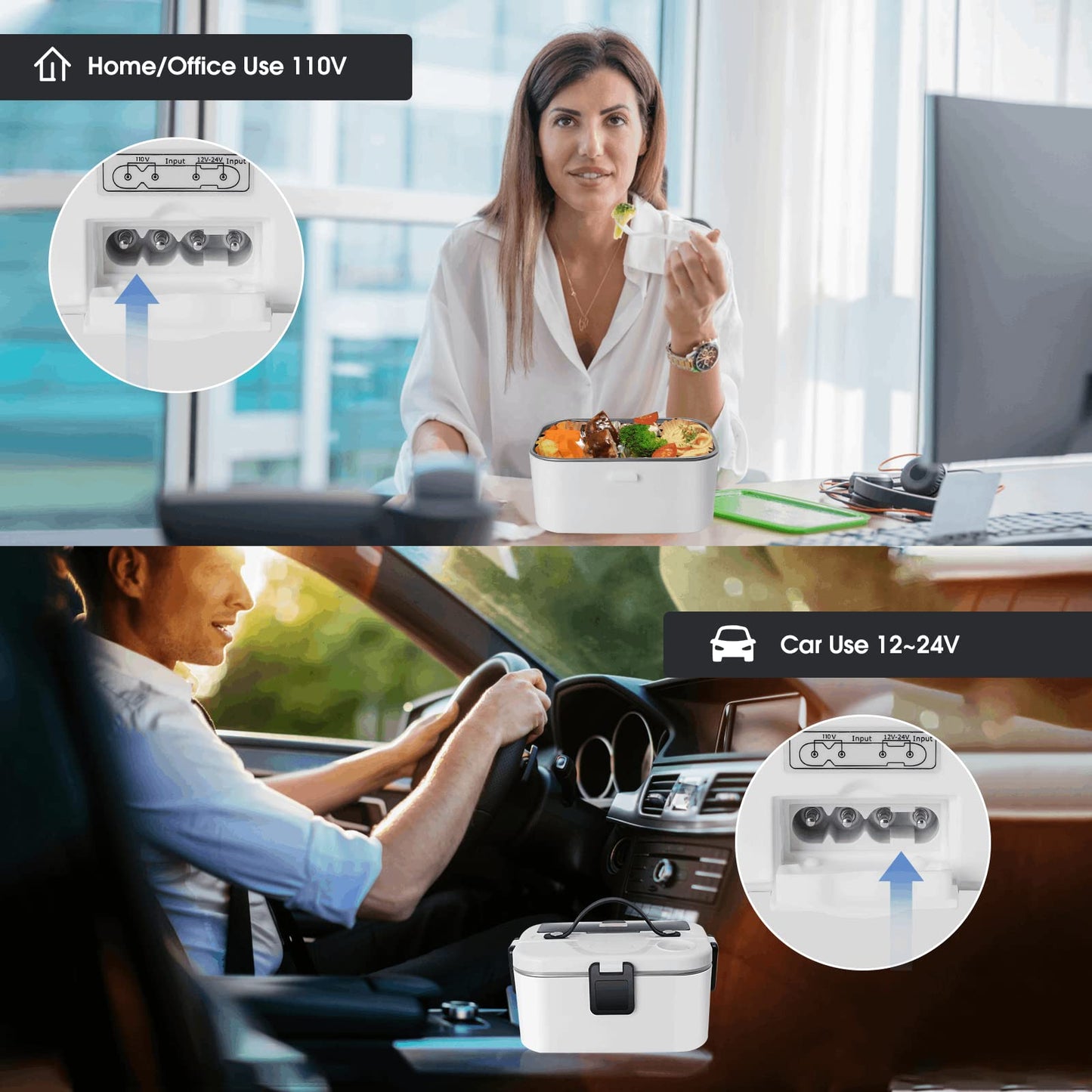 Electric Lunch Box 80W Food Heater 110V/12V~24V