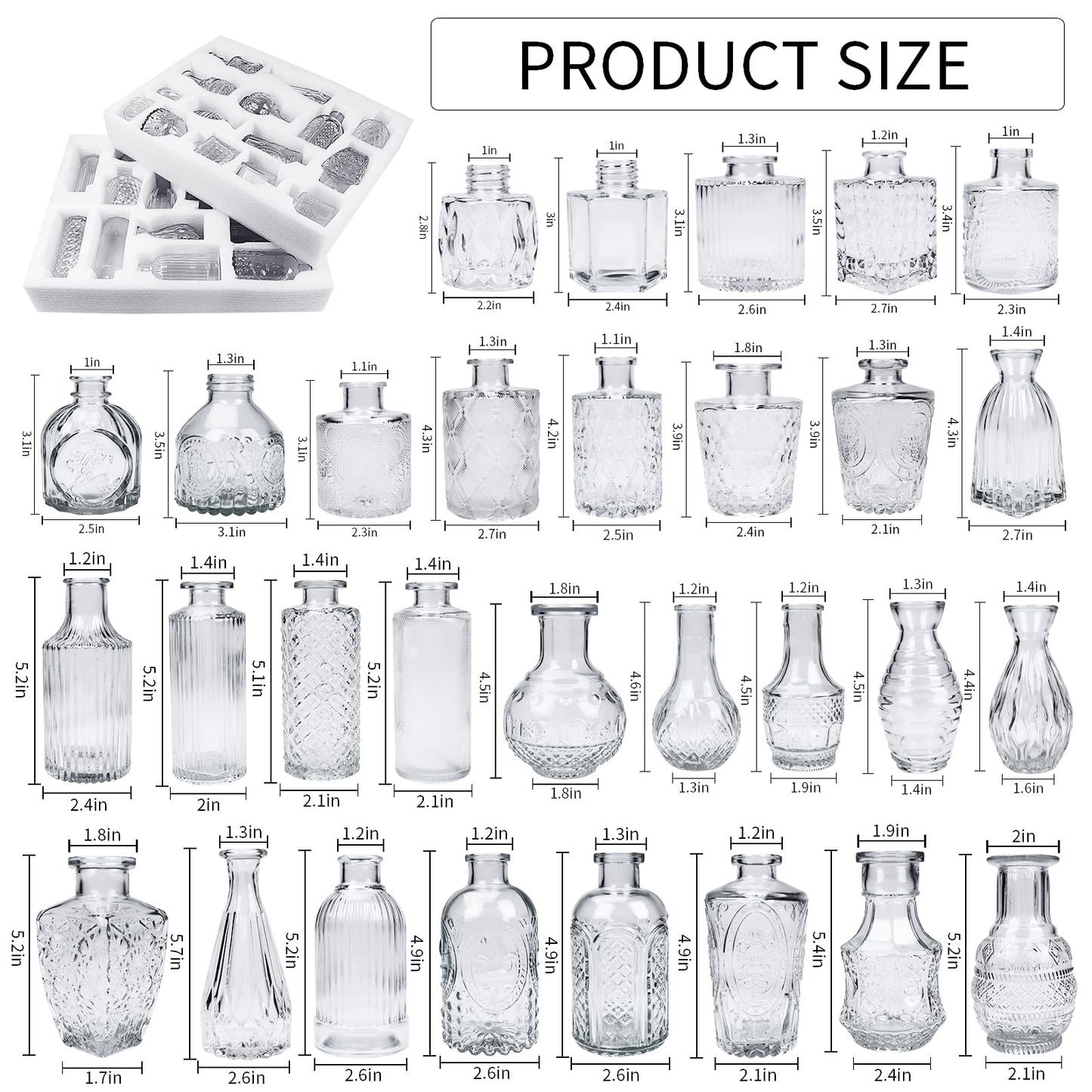 Fccabin Bud Vases Set mit 30 kleinen Vasen für Tafelaufsätze