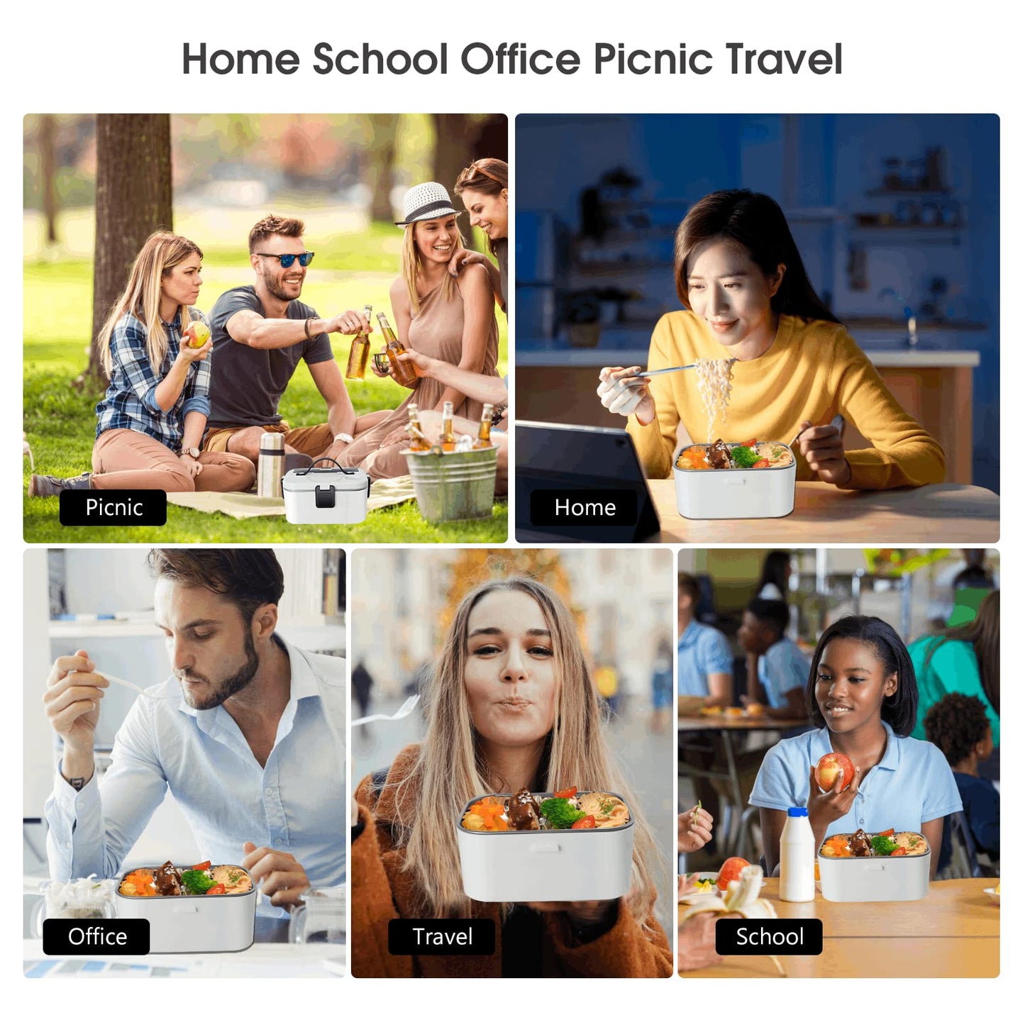 Electric Lunch Box 80W Food Heater 110V/12V~24V