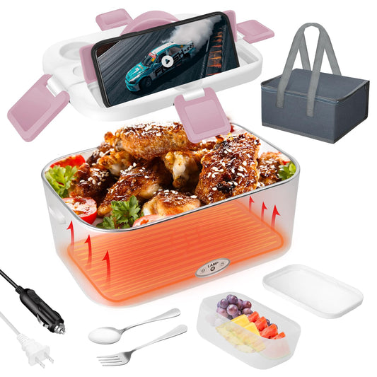 Electric Lunch Box 80W Food Heater 110V/12V~24V Pink