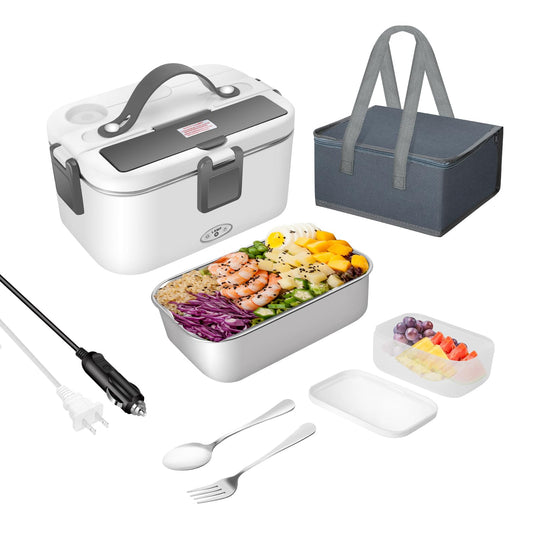 Electric Lunch Box 80W Food Heater 110V/12V~24V Gray